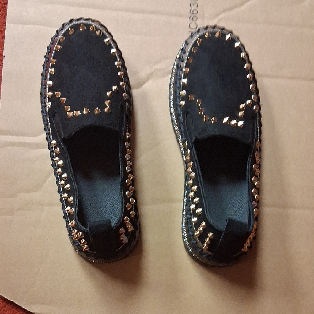 Black Studded Loafers